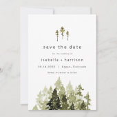 Invitation JENNA Rustic Watercolor Pine Tree Enregistrer la d (Devant)