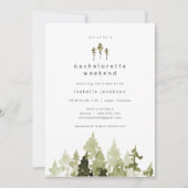 Invitation JENNA Rustique Aquarelle Pine Bachelorette (Devant)