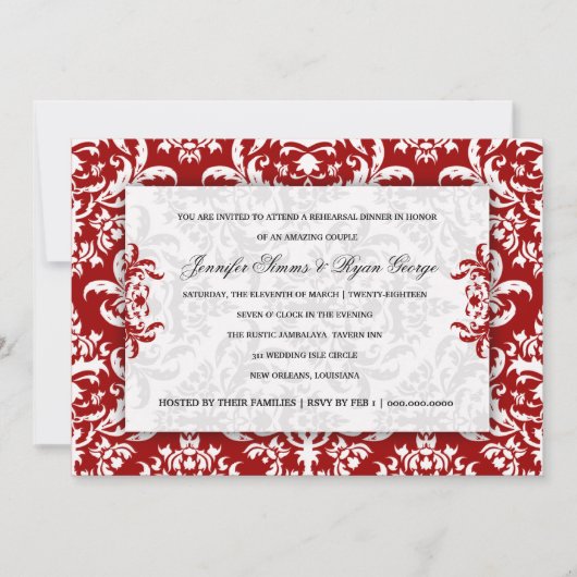 Invitation Jennifer Red Velvet Damask (Devant)