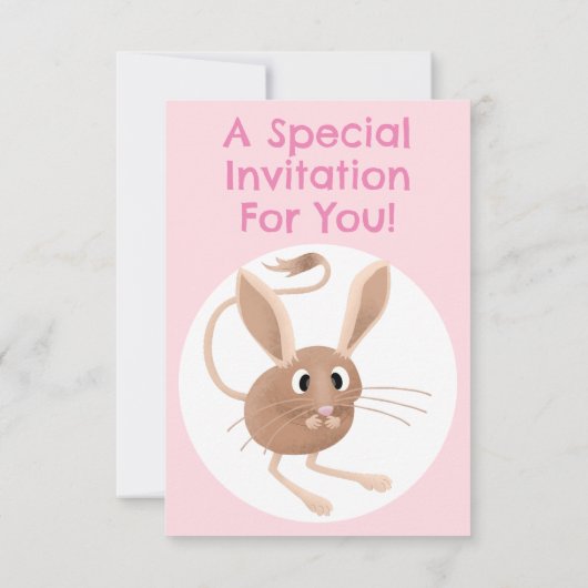 Invitation Jerboa à longues oreilles mignonne anniversaire pe (Dos)