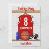 Invitation Jersey de basketball rouge et blanc (Devant)