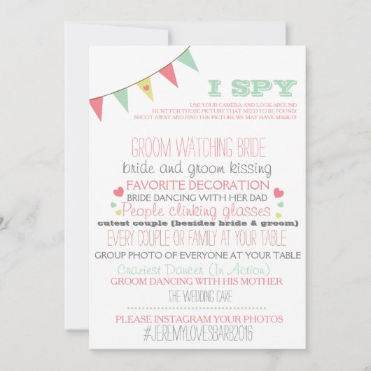 Invitation J'espionne le jeu Mariage (Devant)