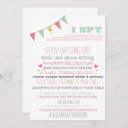 Invitation J'espionne le jeu Mariage (Devant / Derrière)