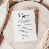 Invitation J'espionne Mariage ou Fête des mariées Game Card