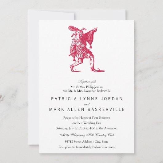 Invitation Jester de Shakespeare (Devant)