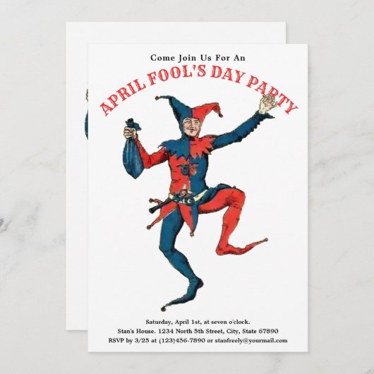 Invitation Jester Jester Modèle de l'invitation de April Fool (Devant / Derrière)