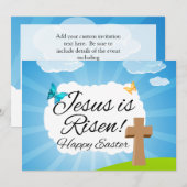 Invitation Jésus est ressuscité, Pâques chrétiennes (Devant / Derrière)