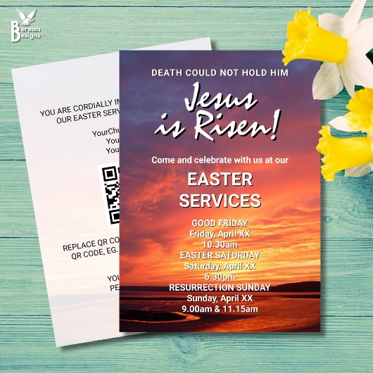 Invitation JESUS IS RISEN Custom CHURCH SERVICES Easter
