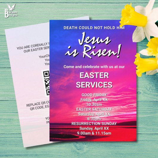 Invitation JESUS IS RISEN Custom Easter CHURCH SERVICES