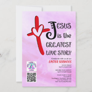 Invitation JESUS LA PLUS GRANDE HISTOIRE D'AMOUR Logo Code QR