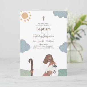 Invitation Jésus moderne et baptême de l'agneau