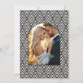 Invitation Jet Black & Ivory Linen Art Deco Wedding Photo (Dos)