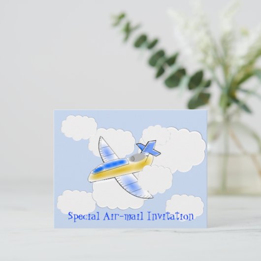 Invitation Jet Plane Air Mail Anniversaire (modifier l'âge) (Debout devant)