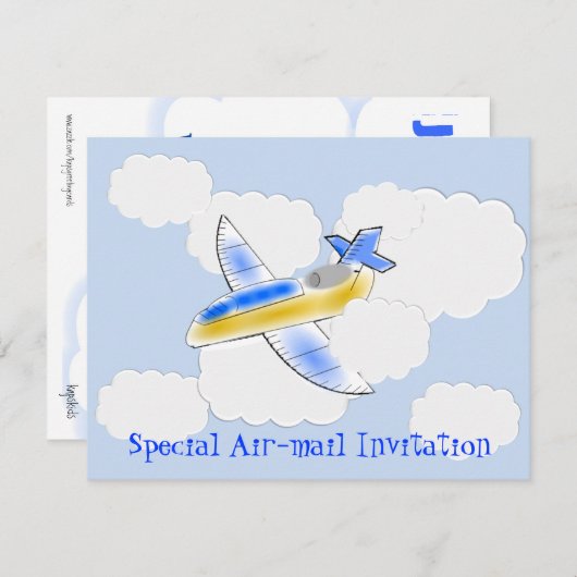 Invitation Jet Plane Air Mail Anniversaire (modifier l'âge) (Devant / Derrière)