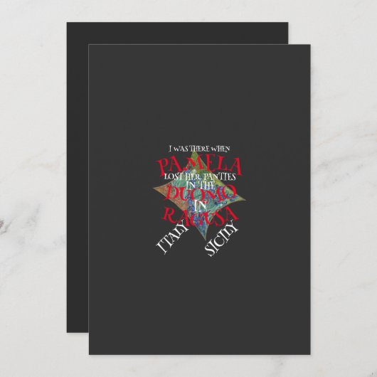 INVITATION J'ÉTAIS LÀ LORSQUE PAMELA A PERDU SES PANTIES RAGU (Devant / Derrière)