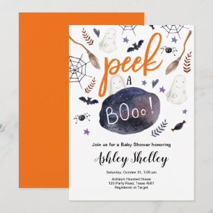 Invitation Jeter un oeil à Boo Halloween Baby shower neutre e