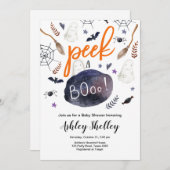 Invitation Jeter un oeil à Boo Halloween Baby shower neutre e (Devant / Derrière)