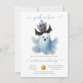 Invitation Jeter un oeil à un Boo Halloween Ghost & Bat Baby  (Devant)