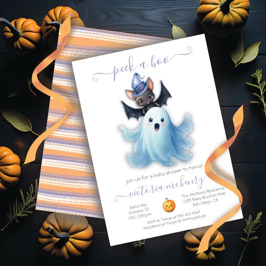 Invitation Jeter un oeil à un Boo Halloween Ghost & Bat Baby