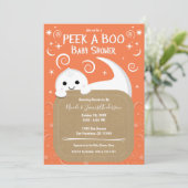 Invitation Jeter Un Oeil Sur Un Baby shower D'Halloween Orang (Debout devant)