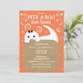 Invitation Jeter Un Oeil Sur Un Baby shower D'Halloween Orang (Debout devant)