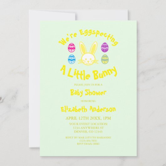 Invitation Jeter Un Petit Lapin Baby shower De Pâques (Devant)