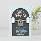 Invitation Jetons-le sur skateboard Birthday Boys Blue (Debout devant)