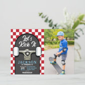 Invitation Jetons-le sur skateboard Birthday Boys Red Photo (Debout devant)