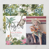 Invitation Jetons un coup d'oeil à Sloth Jungle Girl Birthday (Devant / Derrière)