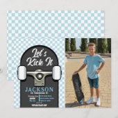 Invitation Jetons un coup sur le skateboard Birthday Boys Blu (Devant / Derrière)