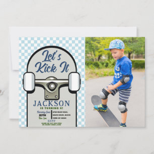 Invitation Jetons un coup sur le skateboard Birthday Boys Blu