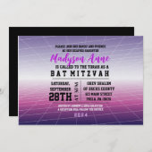 Invitation JEU 3D violet JEU DIGITAL Bar Mitzvah (Devant / Derrière)