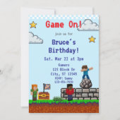 Invitation Jeu activé ! Jeu d'anniversaire Pixel Block (Devant)