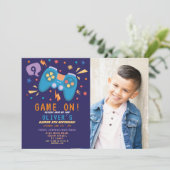 Invitation Jeu Anniversaire Jeux Vidéo Partie Photo (Debout devant)