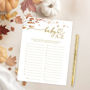 Invitation Jeu Baby A-Z pour Baby Shower d'automne