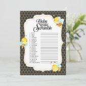 Invitation Jeu Baby shower de mots (Debout devant)