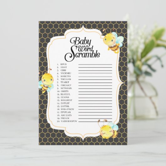 Invitation Jeu Baby shower de mots (Debout devant)