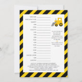 Invitation Jeu Bébé en Construction - Nom Modifiable, 5x7 (Dos)