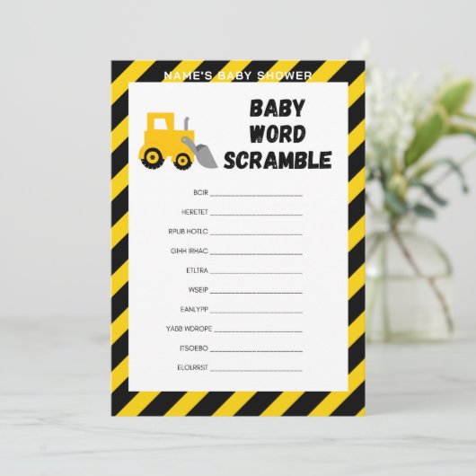 Invitation Jeu Bébé en Construction - Nom Modifiable, 5x7 (Debout devant)