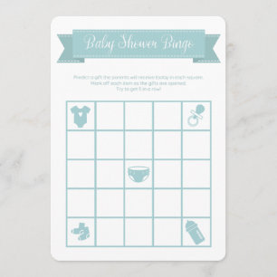 Invitation Jeu Bingo Baby shower Bleu double face