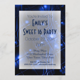 Invitation Jeu blanc noir bleu électrique 16 Anniversaire