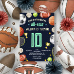 Invitation jeu bleu enfants garçons Sports 10e anniversaire<br><div class="desc">Préparez-vous à marquer gros avec notre "Game Blue" Sports 10th Birthday Invitation! Célébrez la journée spéciale de votre jeune athlète avec une invitation sportive qui démarre l'excitation. Avec ses teintes bleues et ses images sportives dynamiques, c'est la façon idéale de rallier des amis pour une journée de plaisir et de...</div>