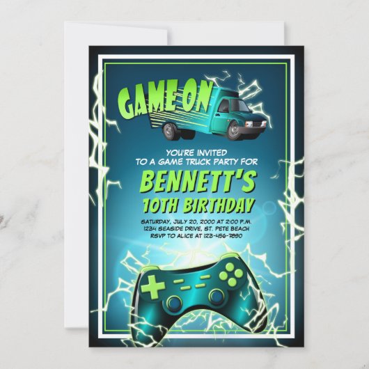 Invitation Jeu Camion Anniversaire (Devant)