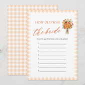 Invitation Jeu Combien avait l'âge la mariée à Gingham Orange (Devant / Derrière)