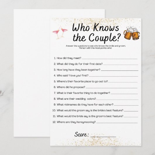 Invitation Jeu conjoint Bachelor/Bachelorette (Devant / Derrière)