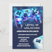 Invitation Jeu console de joueur néon lumières garçons jeu pa (Devant)