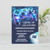 Invitation Jeu console de joueur néon lumières garçons jeu pa (Debout devant)