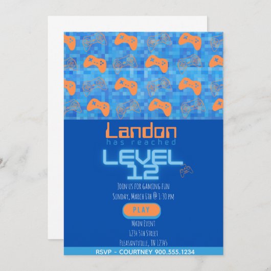 Invitation Jeu d'anniversaire  (Devant / Derrière)