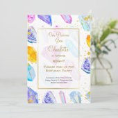 Invitation Jeu d'anniversaire Cristaux Jeu de Fête de fille d (Debout devant)