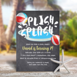 Invitation Jeu d'Anniversaire de la piscine de ChalkBoard